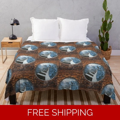 Le Studio Throw Black Blanket Piano Widow Multi Logo